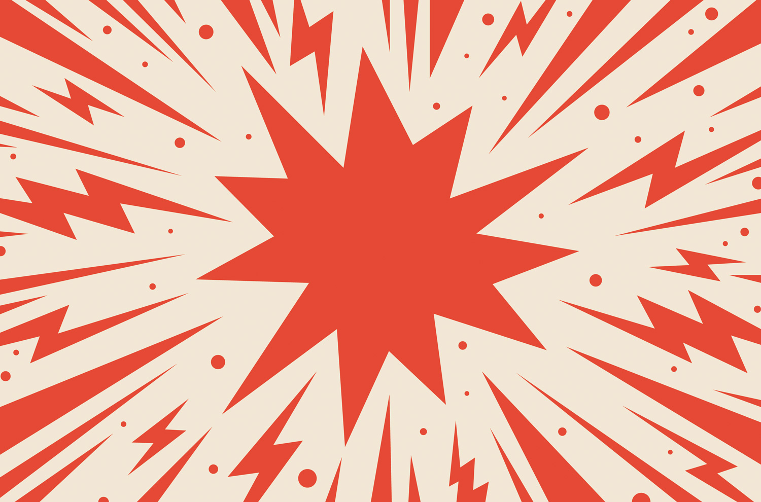 Orange comic book starburst illustration